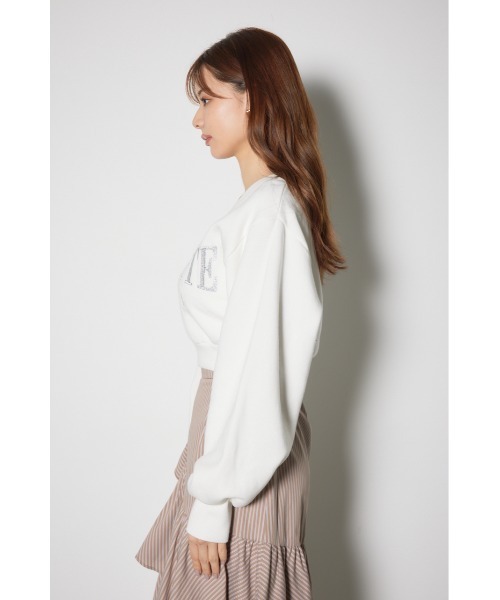 rienda(リエンダ)の「Vネックショートスウェットトップス 春服 秋服 トレーナー(スウェット・レディース・ベージュ/ホワイト/グレー・FREE)」の15枚目の写真