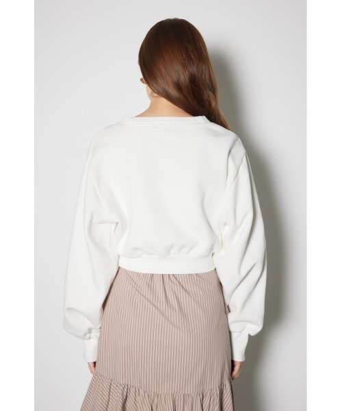 rienda(リエンダ)の「Vネックショートスウェットトップス 春服 秋服 トレーナー(スウェット・レディース・ベージュ/ホワイト/グレー・FREE)」の16枚目の写真