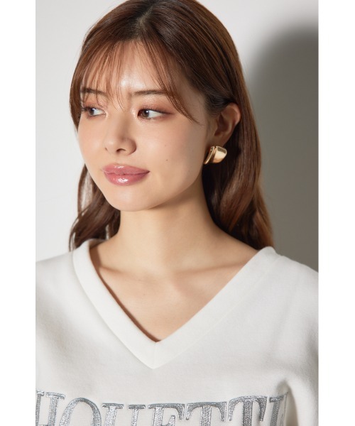 rienda(リエンダ)の「Vネックショートスウェットトップス 春服 秋服 トレーナー(スウェット・レディース・ベージュ/ホワイト/グレー・FREE)」の17枚目の写真