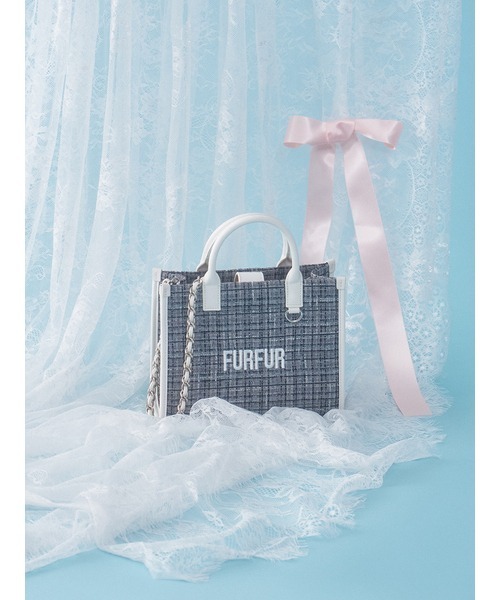 FURFUR（ファーファー）の「【ZOZO限定カラー】ツイードロゴトートバッグ（トートバッグ・レディース・ピンク/キャメル/アイボリー/ブラック/サックスブルー/グレー・FREE）」の7枚目の写真