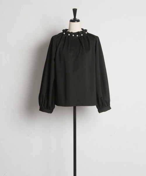 tocco closet(トッコ クローゼット)の「【ZOZO限定】ネックパールカルゼカットジョーゼット2WAYスリーブブラウス(シャツ/ブラウス・レディース・グレー/ブラック/ベージュ・M)」の4枚目の写真