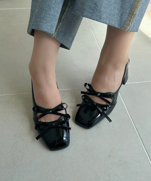 SHEPP（シープ）の「ダブルリボンバックストラップヒールパンプス（パンプス・レディース・ブラック/シルバー・L/M/S）」の12枚目の写真