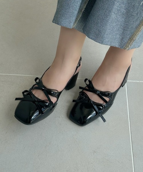 SHEPP（シープ）の「ダブルリボンバックストラップヒールパンプス（パンプス・レディース・ブラック/シルバー・L/M/S）」の14枚目の写真