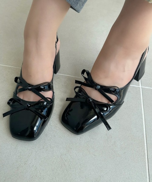 SHEPP（シープ）の「ダブルリボンバックストラップヒールパンプス（パンプス・レディース・ブラック/シルバー・L/M/S）」の10枚目の写真