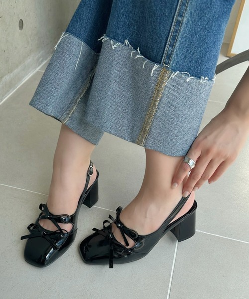 SHEPP（シープ）の「ダブルリボンバックストラップヒールパンプス（パンプス・レディース・ブラック/シルバー・L/M/S）」の13枚目の写真