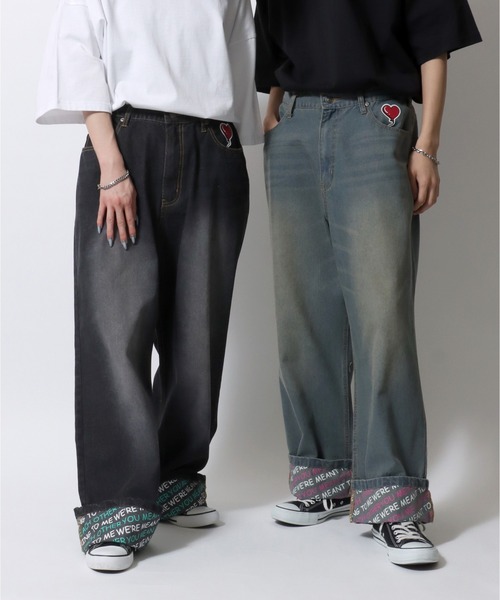 SITRY（シトリー）の「Roll Up Denim Wide Pants/ロールアップ ゴースト ハート プリント ワイドデニムパンツ バギーパンツ（デニムパンツ・メンズ・ブルー系その他/ブラック/ブルー/ブラック系その他・M/L）」の17枚目の写真