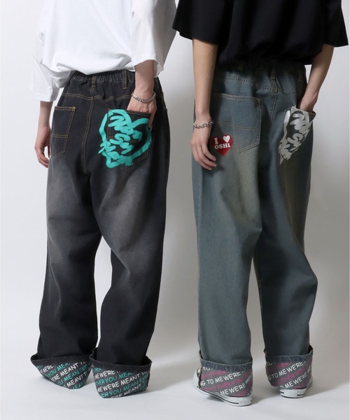 PUSHPUSH SONIC PANTS ワイドパンツ バギーデニム ジーンズ デニム デニムパンツ 「XSサイズあり」ツータック
