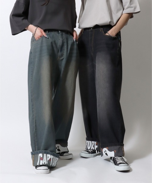 COLN hold track jeans スリーストライプ ワイドバギーデニム hold track jeans - COLN