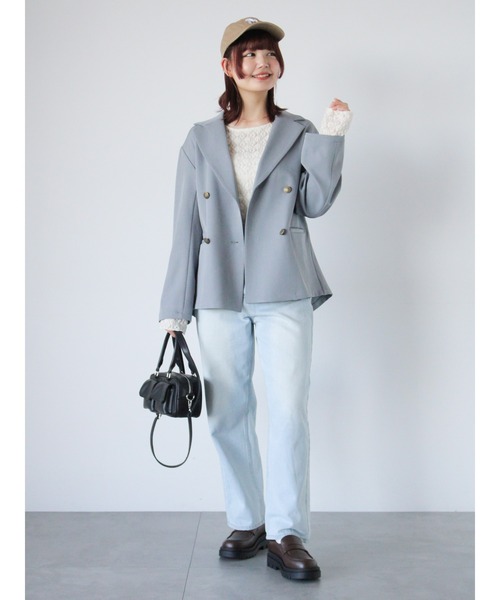 ehka sopo（エヘカソポ）の「テーラードジャケット（ノーカラージャケット・レディース・ベージュ/グレー/ネイビー・F）」の6枚目の写真