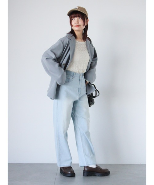 ehka sopo（エヘカソポ）の「テーラードジャケット（ノーカラージャケット・レディース・ベージュ/グレー/ネイビー・F）」の7枚目の写真