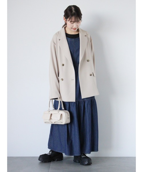 ehka sopo（エヘカソポ）の「テーラードジャケット（ノーカラージャケット・レディース・ベージュ/グレー/ネイビー・F）」の14枚目の写真