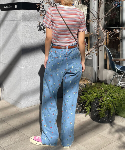 HELLO.SANFRANCISCO(ハローサンフランシスコ)の「【HELLO.SANFRANCISCO/ハローサンフランシスコ】マルチボーダーレースフリルトップス(Tシャツ/カットソー・レディース・ブルー/レッド・ONE SIZE)」の7枚目の写真