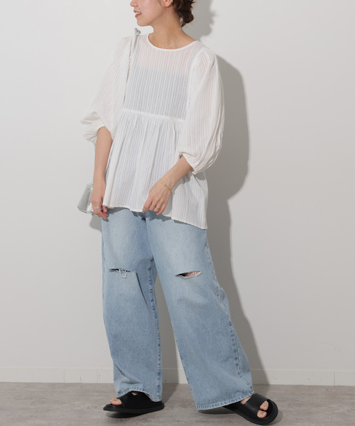 JOURNAL STANDARD relume(ジャーナルスタンダード レリューム)の「《追加》ドビーパフスリーブブラウス(シャツ/ブラウス・レディース・ブラック/ホワイト・FREE)」の11枚目の写真