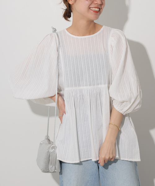 JOURNAL STANDARD relume(ジャーナルスタンダード レリューム)の「《追加》ドビーパフスリーブブラウス(シャツ/ブラウス・レディース・ブラック/ホワイト・FREE)」の13枚目の写真