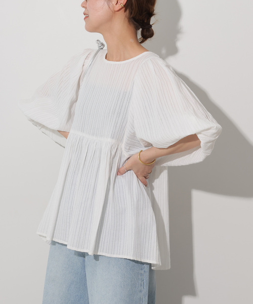 JOURNAL STANDARD relume(ジャーナルスタンダード レリューム)の「《追加》ドビーパフスリーブブラウス(シャツ/ブラウス・レディース・ブラック/ホワイト・FREE)」の14枚目の写真