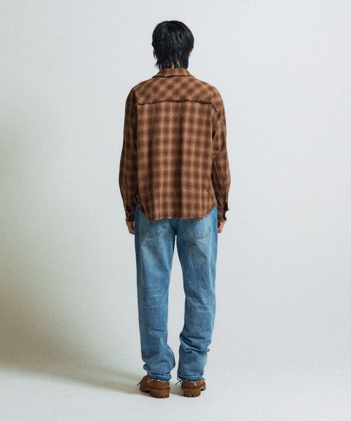 SLOWACID（スローアシッド）の「【UNISEX】SLOW ACID／CUTOFFチェックシャツ（シャツ/ブラウス・レディース・ブラウン/ブルー・MEDIUM/LARGE）」の6枚目の写真