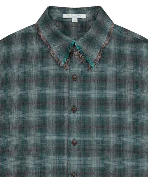 SLOWACID（スローアシッド）の「【UNISEX】SLOW ACID／CUTOFFチェックシャツ（シャツ/ブラウス・レディース・ブラウン/ブルー・MEDIUM/LARGE）」の9枚目の写真