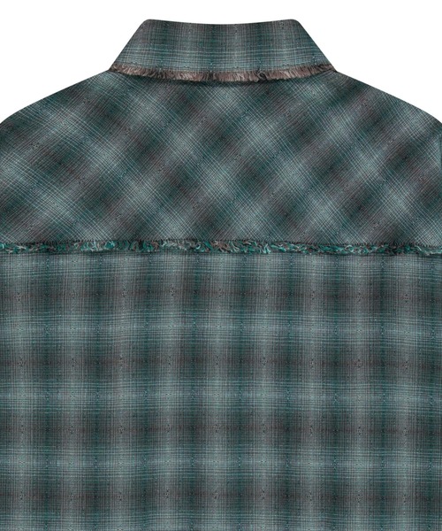 SLOWACID（スローアシッド）の「【UNISEX】SLOW ACID／CUTOFFチェックシャツ（シャツ/ブラウス・レディース・ブラウン/ブルー・MEDIUM/LARGE）」の10枚目の写真