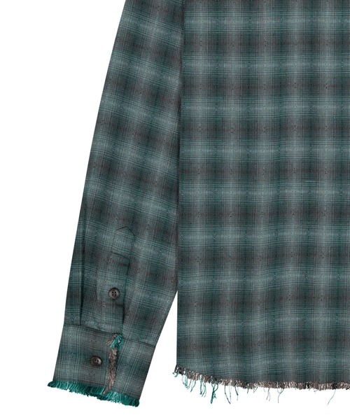 SLOWACID（スローアシッド）の「【UNISEX】SLOW ACID／CUTOFFチェックシャツ（シャツ/ブラウス・レディース・ブラウン/ブルー・MEDIUM/LARGE）」の11枚目の写真