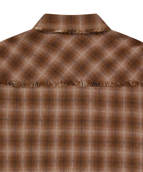 SLOWACID（スローアシッド）の「【UNISEX】SLOW ACID／CUTOFFチェックシャツ（シャツ/ブラウス・レディース・ブラウン/ブルー・MEDIUM/LARGE）」の16枚目の写真