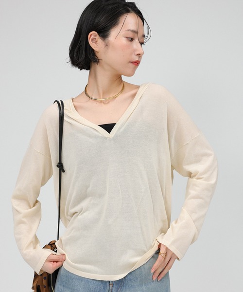 BABYLONE(バビロン)の「シアーフーディープルオーバー(その他トップス・レディース・ベージュ/ブラック・フリー)」の3枚目の写真