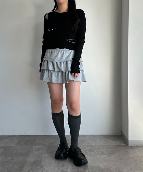 apres jour mignon（アプレジュールミニョン）の「ファスナーリブニット（ニット/セーター・レディース・レッド/グレー/ブラック・フリー/X-LARGE）」の9枚目の写真