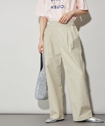 セリーヌ　ミックスツイード　テーラードパンツ　ベージュ　ロゴ金具　36 CELINE セリーヌ ロゴ金具 ツイード ハンドバッグ ツィード