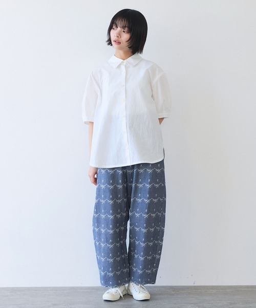 ビュルデサボン　強撚ポプリン 半袖シャツ △強撚ポプリン 半袖シャツ（シャツ/ブラウス）｜bulle de savon