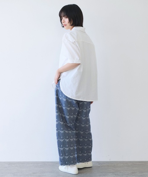 bulle de savon 強撚ポプリン 半袖シャツワンピース AMBIDEX Store 〇 強撚ポプリン 半袖 シャツワンピース(F アオ