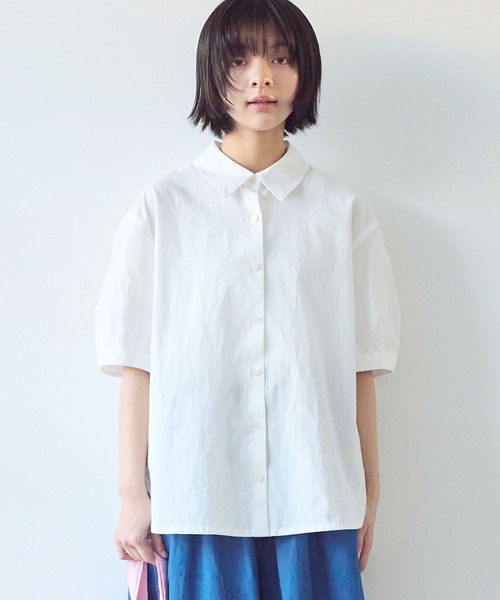 ビュルデサボン　強撚ポプリン 半袖シャツ △強撚ポプリン 半袖シャツ（シャツ/ブラウス）｜bulle de savon