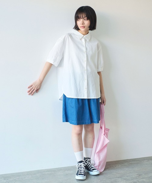 ビュルデサボン　強撚ポプリン 半袖シャツ △強撚ポプリン 半袖シャツ（シャツ/ブラウス）｜bulle de savon