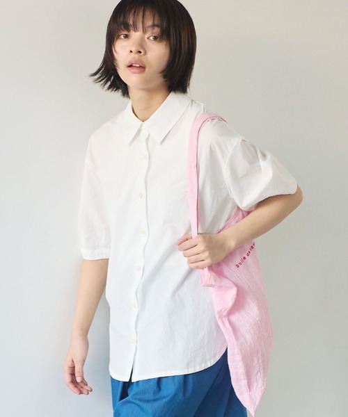 ビュルデサボン　強撚ポプリン 半袖シャツ △強撚ポプリン 半袖シャツ（シャツ/ブラウス）｜bulle de savon