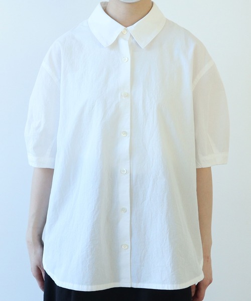ビュルデサボン　強撚ポプリン 半袖シャツ △コットン/ボイルローン tunic ブラウス（シャツ/ブラウス
