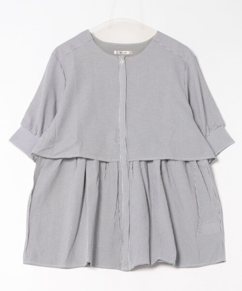 GeeRA（ジーラ）の「羽織にもなる！半袖ペプラムシャツチュニック（シャツ/ブラウス・レディース・オフホワイト/ブルー/ブラック系その他/ブラック・XX-LARGE/LARGE/X-LARGE/MEDIUM）」の14枚目の写真