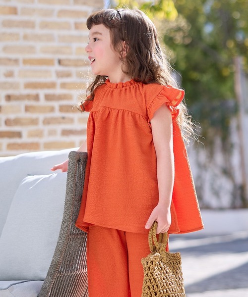 Piet（ピエット）の「カットシャーリング フリル セットアップ（セットアップ・キッズ・オフホワイト/オレンジ・100/110/120/130）」の5枚目の写真