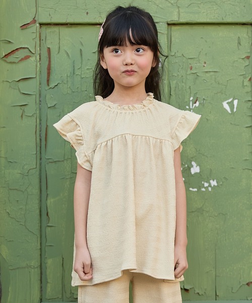 Piet（ピエット）の「カットシャーリング フリル セットアップ（セットアップ・キッズ・オフホワイト/オレンジ・100/110/120/130）」の11枚目の写真