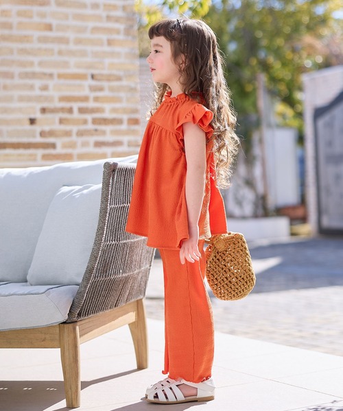 Piet（ピエット）の「カットシャーリング フリル セットアップ（セットアップ・キッズ・オフホワイト/オレンジ・100/110/120/130）」の13枚目の写真