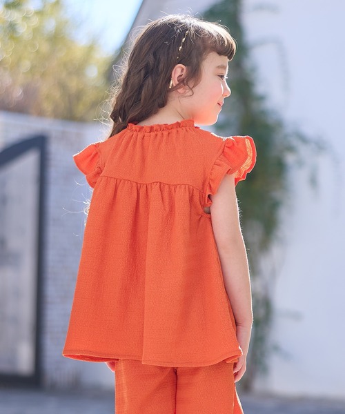Piet（ピエット）の「カットシャーリング フリル セットアップ（セットアップ・キッズ・オフホワイト/オレンジ・100/110/120/130）」の14枚目の写真