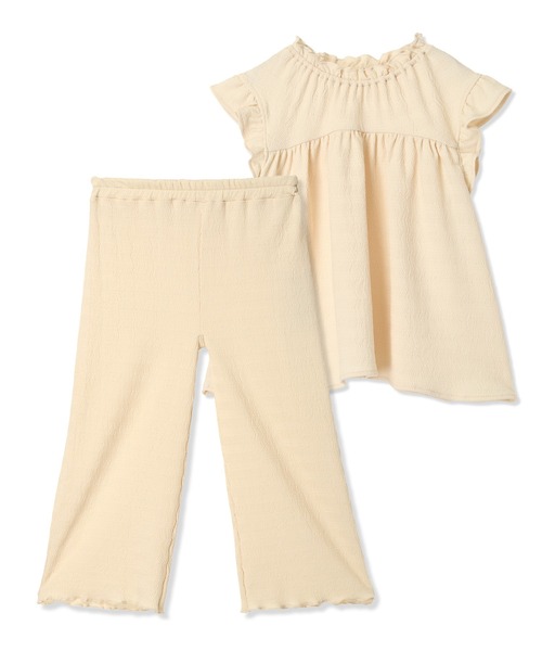 Piet（ピエット）の「カットシャーリング フリル セットアップ（セットアップ・キッズ・オフホワイト/オレンジ・100/110/120/130）」の6枚目の写真