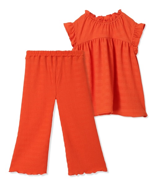 Piet（ピエット）の「カットシャーリング フリル セットアップ（セットアップ・キッズ・オフホワイト/オレンジ・100/110/120/130）」の7枚目の写真