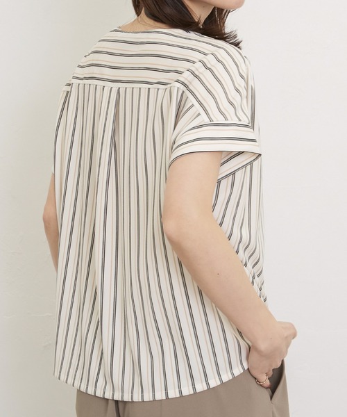 ikka（イッカ）の「【接触冷感／セットアップ対応】GOKU楽冷感さらっとプルオーバー（Tシャツ/カットソー・レディース・オフホワイト/ブラック/ネイビー/ベージュ・M/L/S）」の2枚目の写真