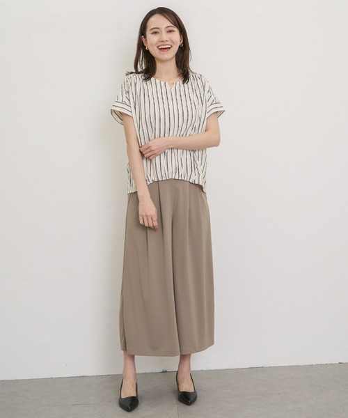 ikka（イッカ）の「【接触冷感／セットアップ対応】GOKU楽冷感さらっとプルオーバー（Tシャツ/カットソー・レディース・オフホワイト/ブラック/ネイビー/ベージュ・M/L/S）」の21枚目の写真