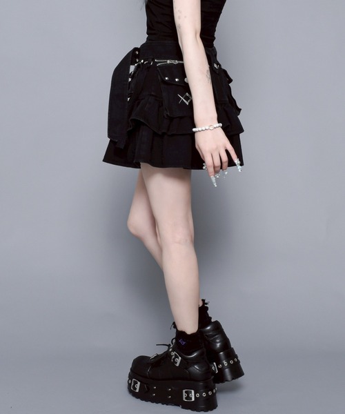 レフレム フリルスカパン ベルト付き REFLEM スカート 「REFLEM/レフレム」ベルト付きフリルスカート