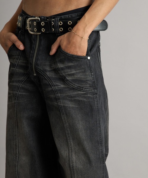 ANDER HUNK（アンダーハンク）の「Overdyed Wide Flare Denim Pants/オーバーダイワイドフレアデニムパンツ（デニムパンツ・メンズ・グレー/ブラック・MEDIUM/SMALL/LARGE）」の8枚目の写真