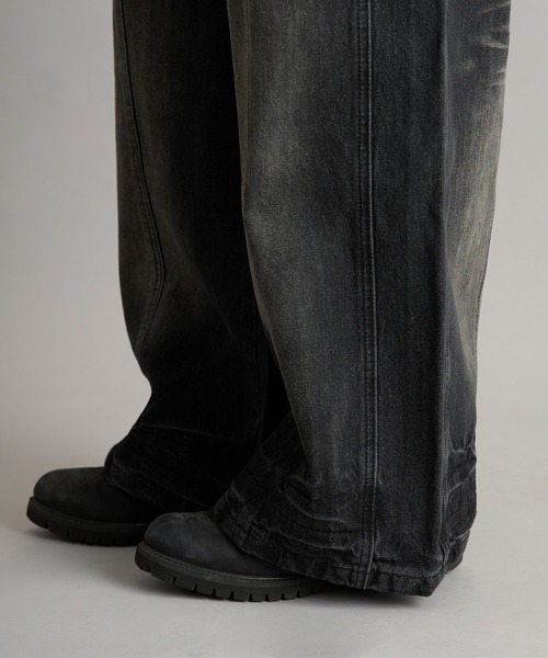 セール】Overdyed Wide Flare Denim Pants/オーバーダイワイド