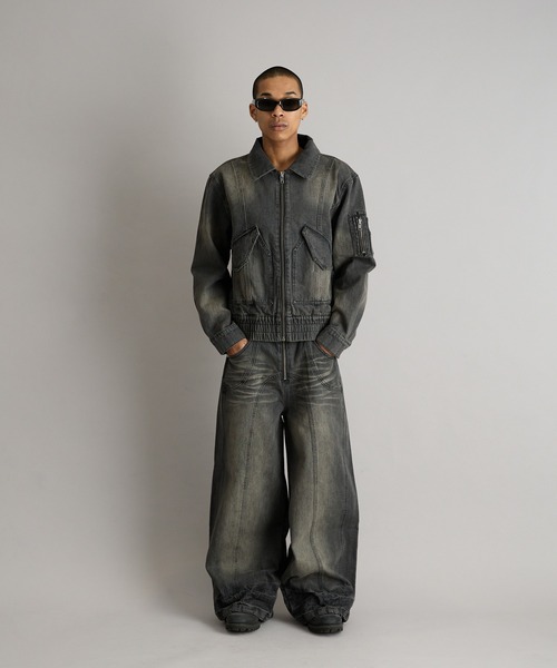 ANDER HUNK（アンダーハンク）の「Overdyed Wide Flare Denim Pants/オーバーダイワイドフレアデニムパンツ（デニムパンツ・メンズ・グレー/ブラック・MEDIUM/SMALL/LARGE）」の20枚目の写真