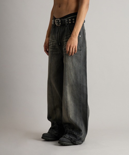 ANDER HUNK（アンダーハンク）の「Overdyed Wide Flare Denim Pants/オーバーダイワイドフレアデニムパンツ（デニムパンツ・メンズ・グレー/ブラック・MEDIUM/SMALL/LARGE）」の16枚目の写真