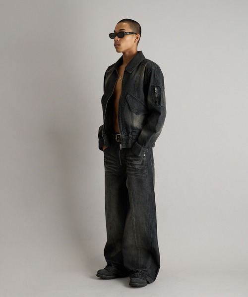 アンダーハンク anderhunk デニムパンツ ワイドフレアパンツ セール】Overdyed Wide Flare Denim Pants/オーバーダイワイド