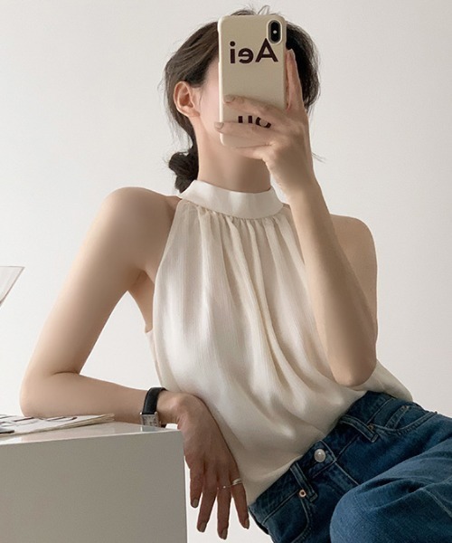 PIN(ピン)の「ホルターネックブラウス(シャツ/ブラウス・レディース・オフホワイト/ブラック・M/L/S)」の9枚目の写真