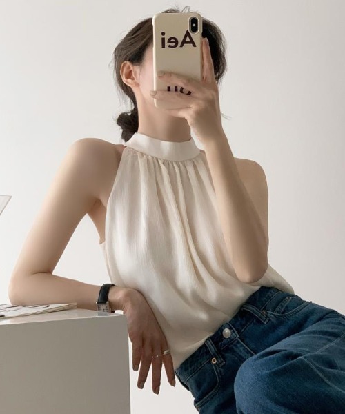 PIN(ピン)の「ホルターネックブラウス(シャツ/ブラウス・レディース・オフホワイト/ブラック・M/L/S)」の14枚目の写真